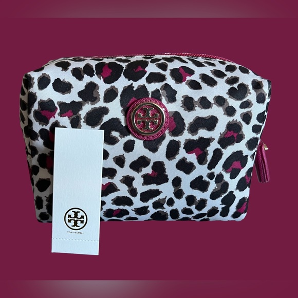 TORY BURCH NEW MAKEUP COSMETIC BAG BRIGITTE SNOW LEOPARD Mothers Day  gift - Picture 2 of 7